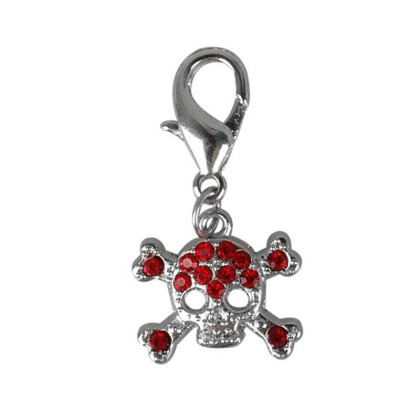 Pakabukas Kaukolė su raudonais kristalais; 2x2cm