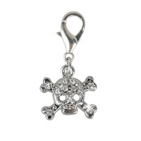 Pakabukas Kaukolė su skaidriais kristalais; 2x2cm