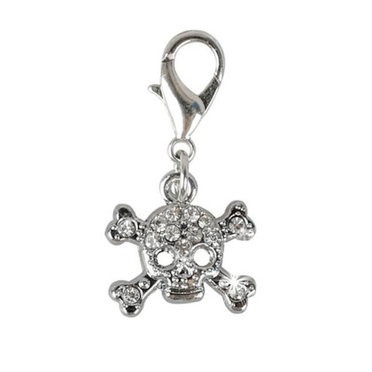 Pakabukas Kaukolė su skaidriais kristalais; 2x2cm