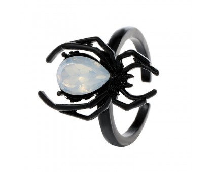 Žiedas Spider Opal Black; 17-21.5 pritaikomo dydžio