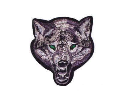 Antsiuvas medžiaginis Wolf; 10x9.5cm
