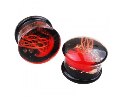 Auskarai tuneliai Acryl 3D Red Jellyfish, 2vnt; 8mm, 10mm, 12mm, 14mm, 16mm
