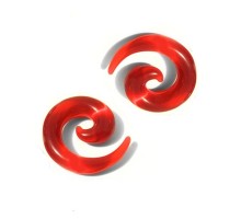 Auskarai spiraliniai tuneliai sraigės Snail Red, 2vnt; 2mm, 3mm, 4mm, 5mm, 6mm, 8mm
