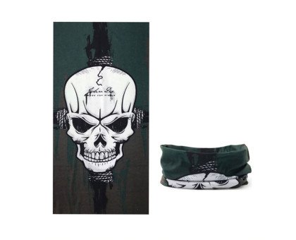 Bandana kaklaskarė Green Skull, universalaus dydžio