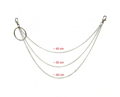 Kelnių grandinė Big Ring Triple Simple Chain sidabro spalvos; 40/50/60cm