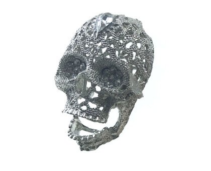 Kaklo papuošalas 3D Skull balto sidabro spalvos; 5.5x4cm